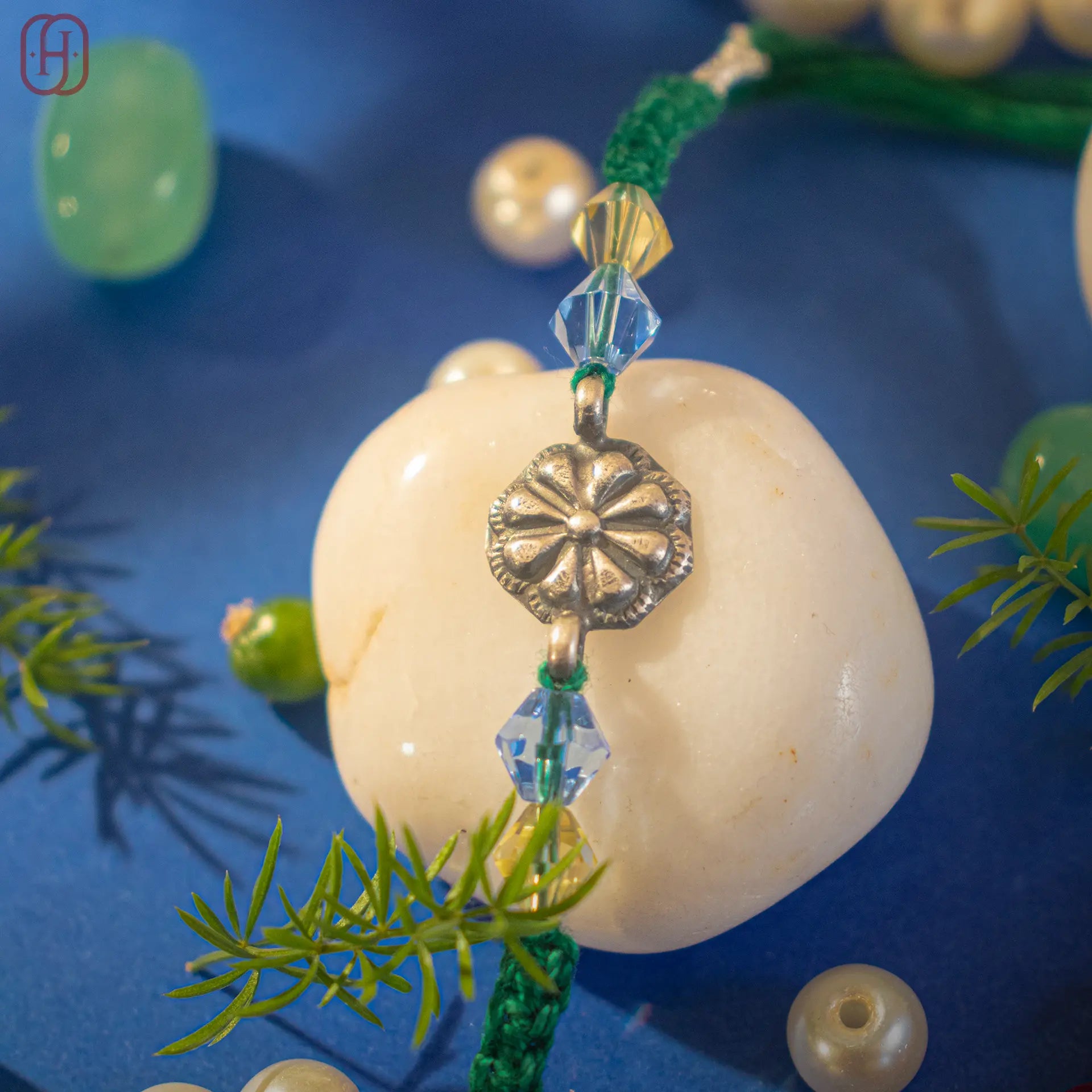 Buy Silver Rakhi with Beads | Hardik Jewels.