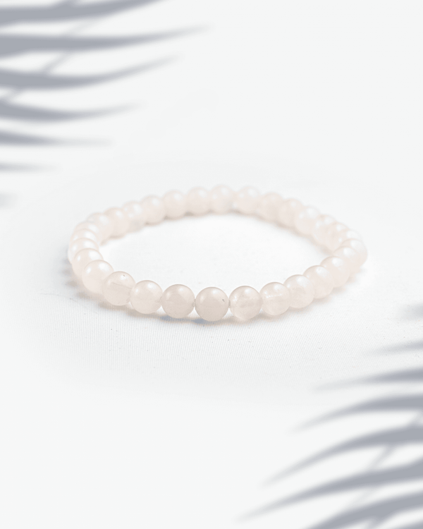 Natural Rose Quartz & Moonstone Bracelet (6mm) | Dainty Love & Intuition Crystal