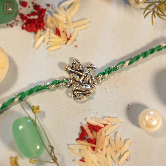 Hanuman Ji antique silver rakhi Hardik Jewels