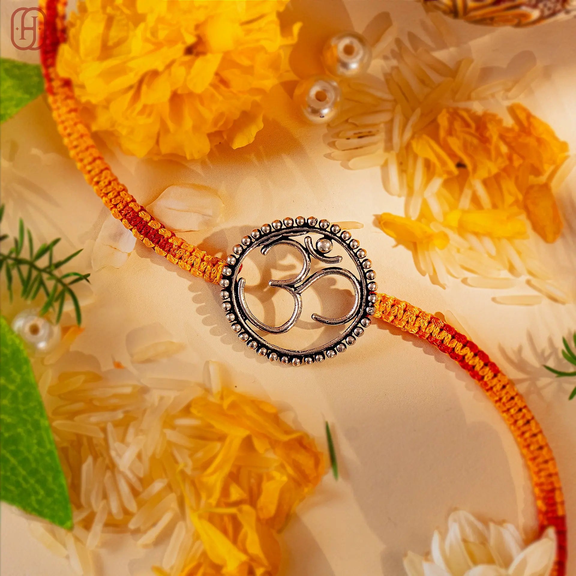 Hardik Jewels 92.5 Silver Om Rakhi - Handcrafted Design.