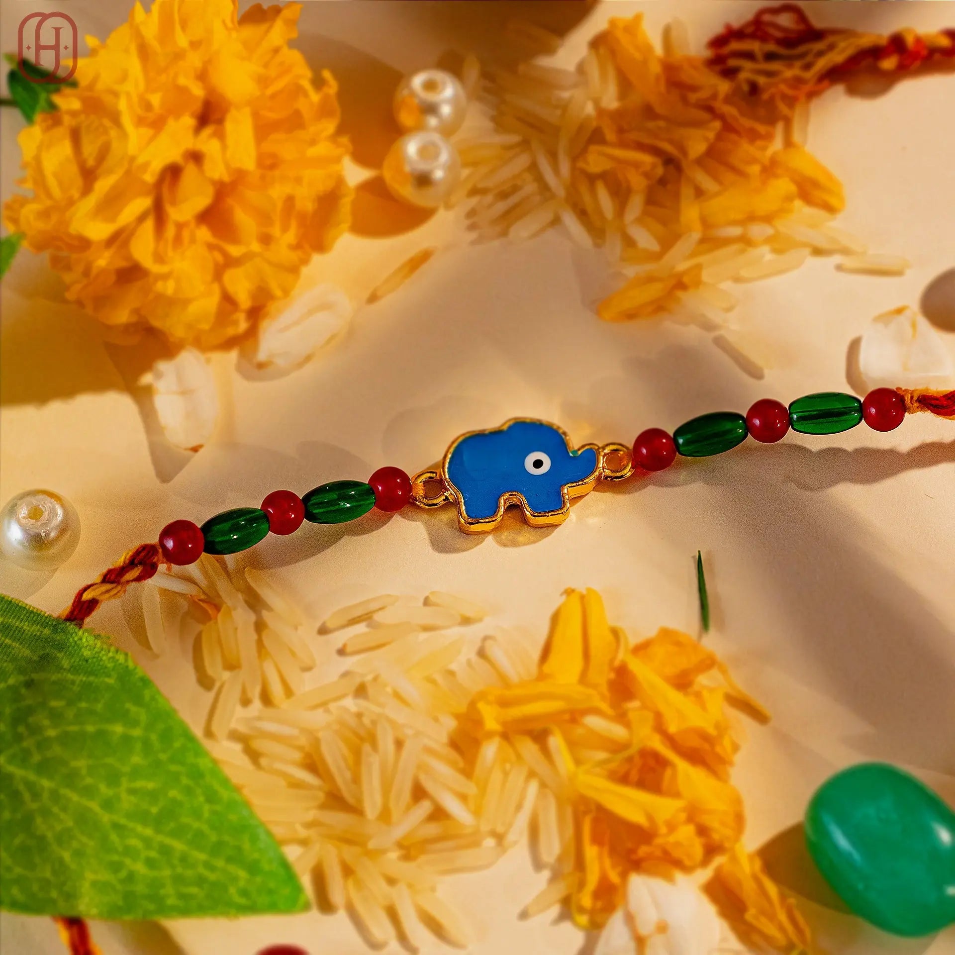 Hardik Jewels 92.5 Silver Rakhi Online - Elegant Elephant Design.