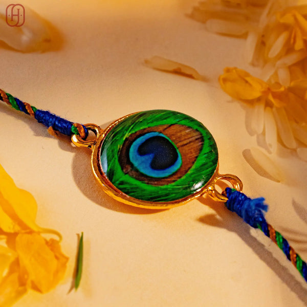 Hardik Jewels Peacock Rakhi Online - Elegant Silver Design