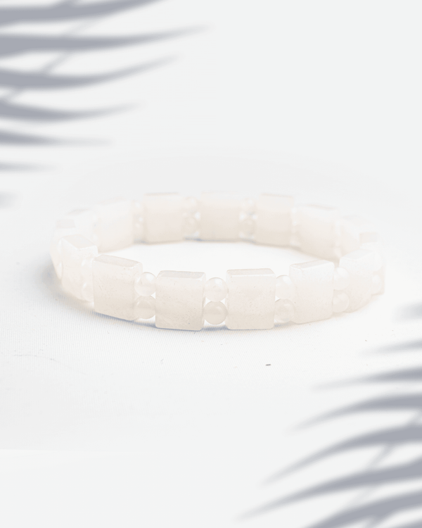 Natural Moonstone Rectangular Tile Bracelet | Healing Crystal for Intuition & Calmness