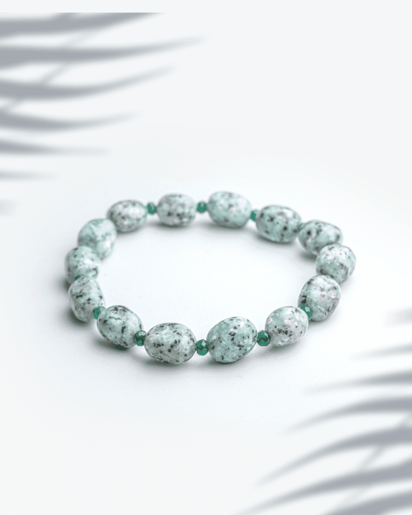 Natural Kiwi Moonstone (Sesame Jasper) Bracelet (7mm) | Mint Green Healing Crystal