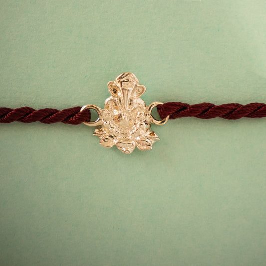 Hardik Jewels Ganesh Silver Rakhi Online - Elegant 92.5 Silver.
