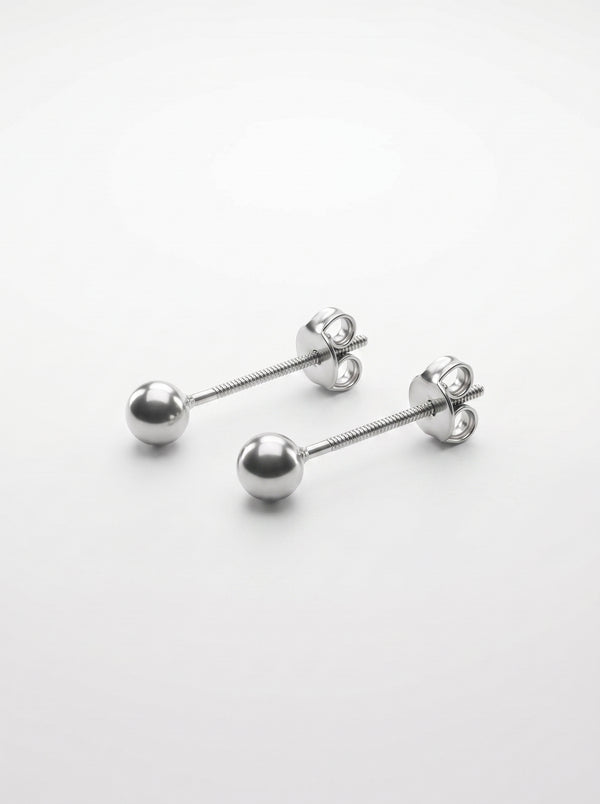 Minimal Silver Ball Stud Earrings