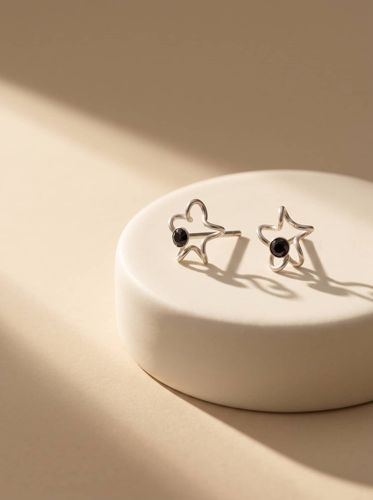 Black CZ Bunny Silver Stud Earrings - premium jewellery display - Hardik Jewels