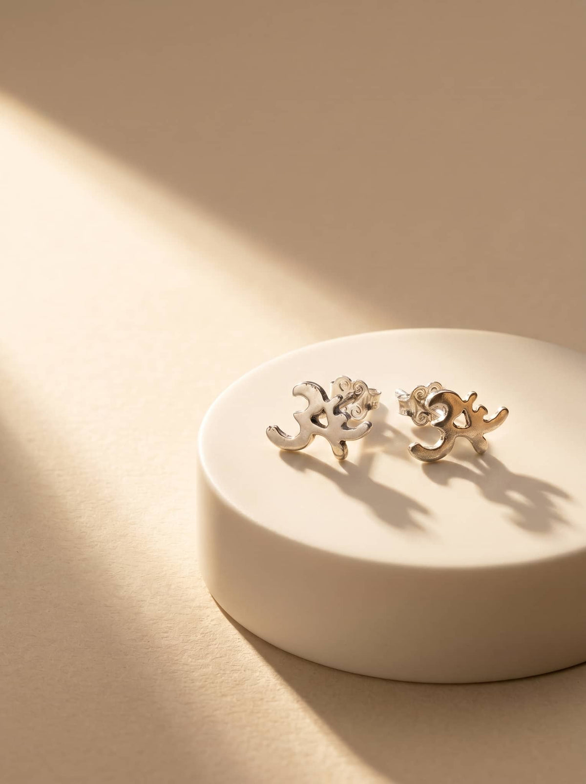 Om Symbol 92.5 Sterling Silver Stud Earrings - premium jewellery display - Hardik Jewels