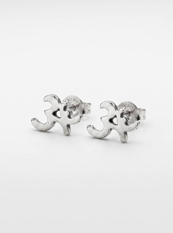 Om Symbol 92.5 Sterling Silver Stud Earrings