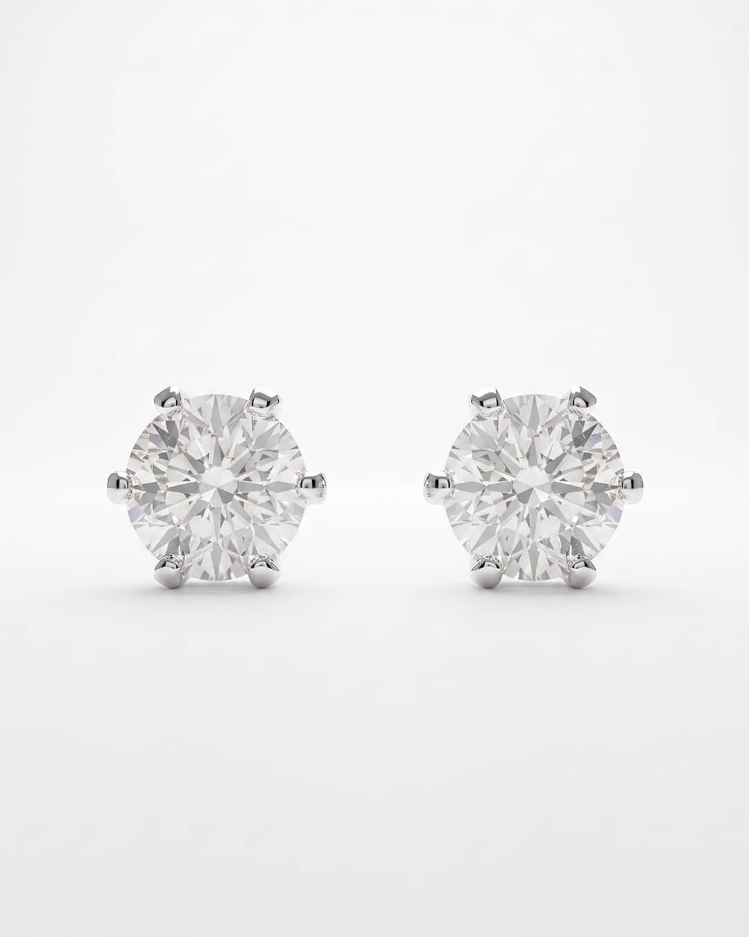 Clear CZ Floral Cluster Silver Stud Earrings - white background detail view - Hardik Jewels