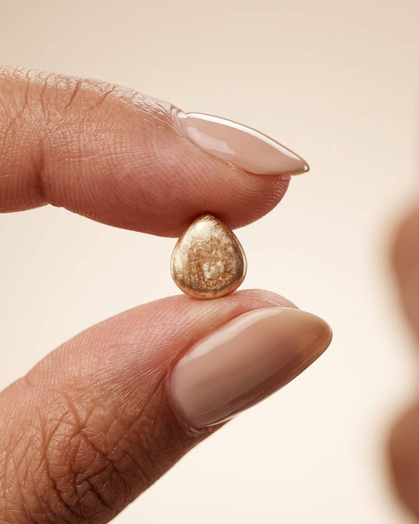 Golden Teardrop Textured Silver Stud Earrings