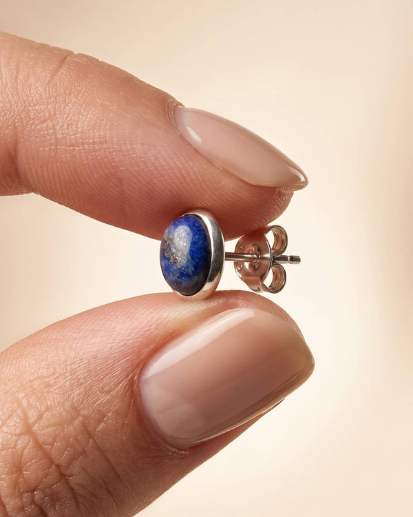 Lapis Lazuli Oval 92.5 Silver Stud Earrings