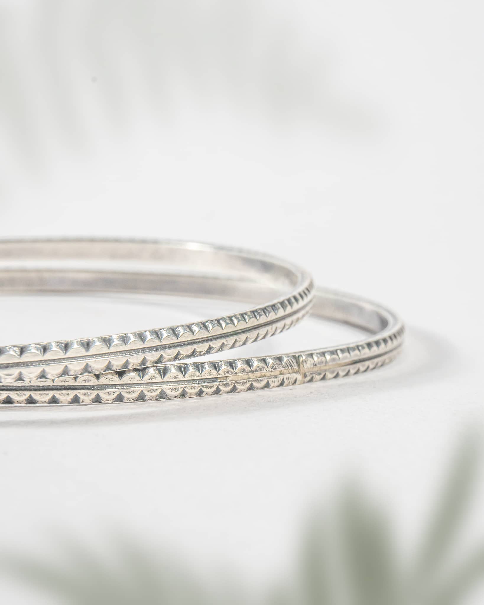 92.5 Sterling Silver Geometric Chevron Cut Bangles (Pair) | Modern Patterned Chudi