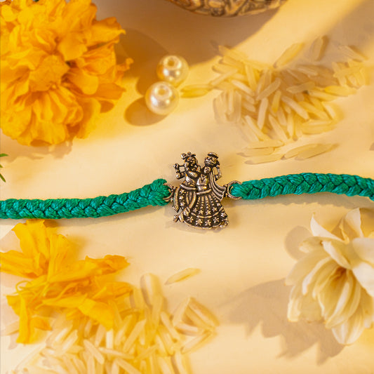 Hardik Jewels Radha Krishna Silver Rakhi for Celebration.