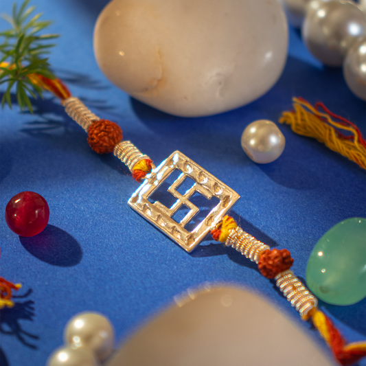 Silver Om Rakhi Online - Handcrafted by Hardik Jewels.