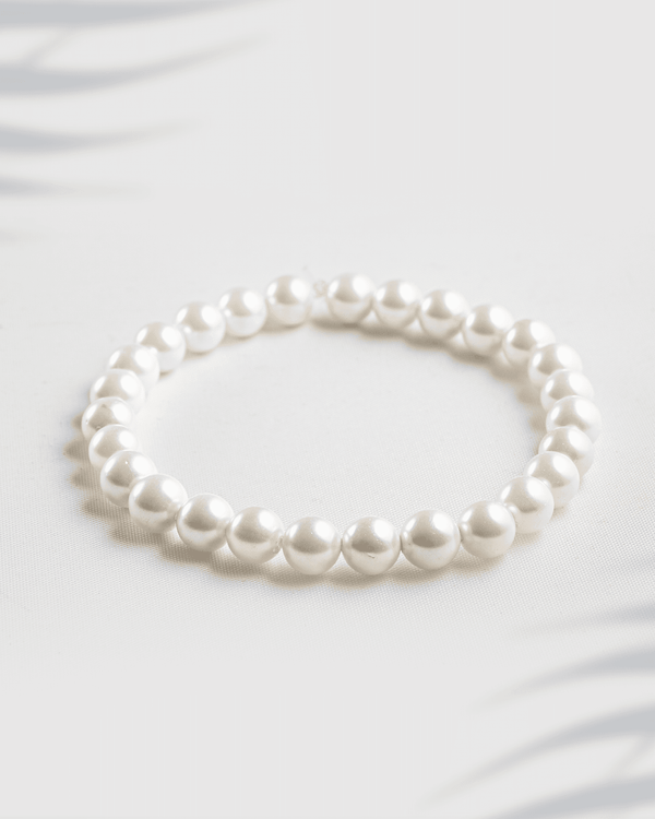 Classic 6mm White Shell Pearl Bracelet | Elegant Minimalist Wristlet