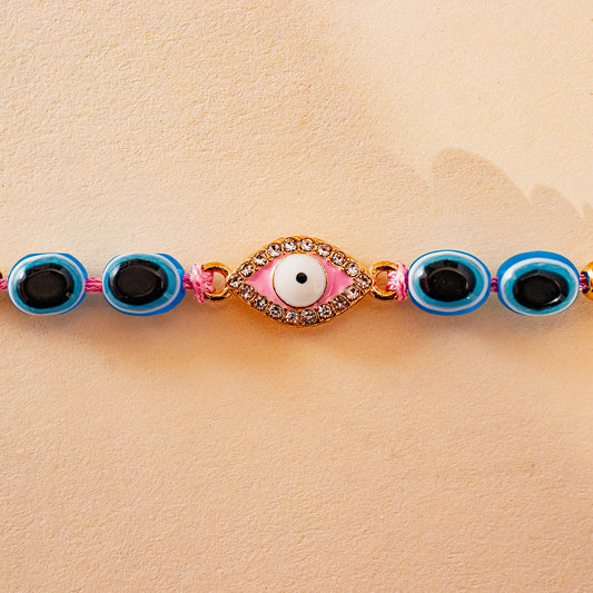 Hardik Jewels 92.5 Silver Evil Eye Bracelet with Stones.