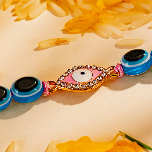 Hardik Jewels 92.5 Silver Evil Eye Bracelet with Stones.