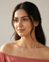 92.5 sterling silver double layer necklace featuring delicate chains with small white pearls.