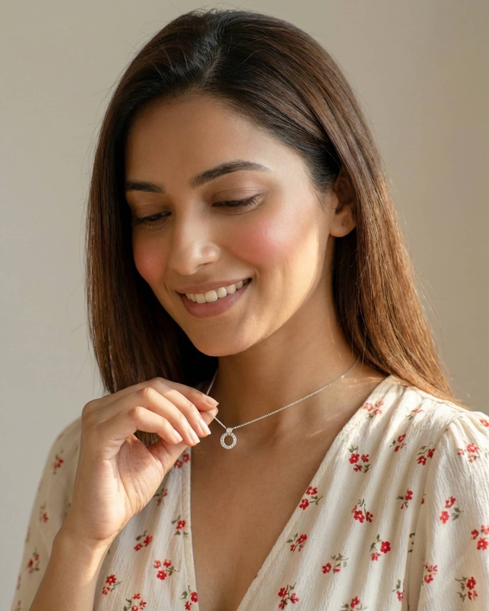 92.5 sterling silver necklace featuring a cz studded circle pendant with a white heart detail.