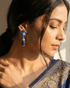 92.5 Sterling Silver Blue Sapphire Color Floral Drop Earrings | Invisible Set Mosaic Dangle