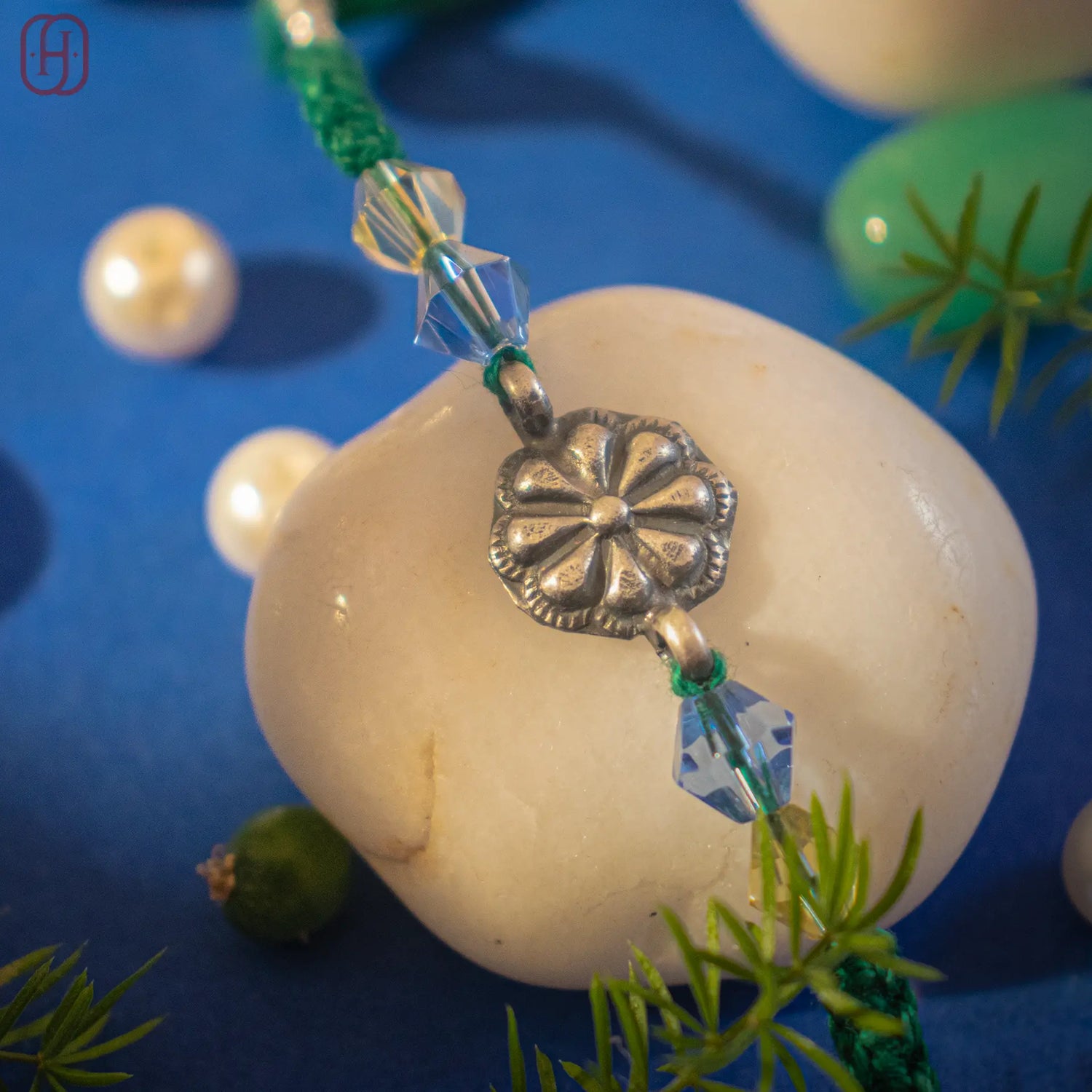 Buy Silver Rakhi with Beads | Hardik Jewels.