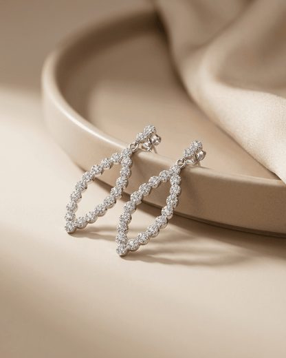 92.5 Sterling Silver Open Marquise Pendant Set | Diamond Look CZ Leaf Dangle (Chain Not Included)