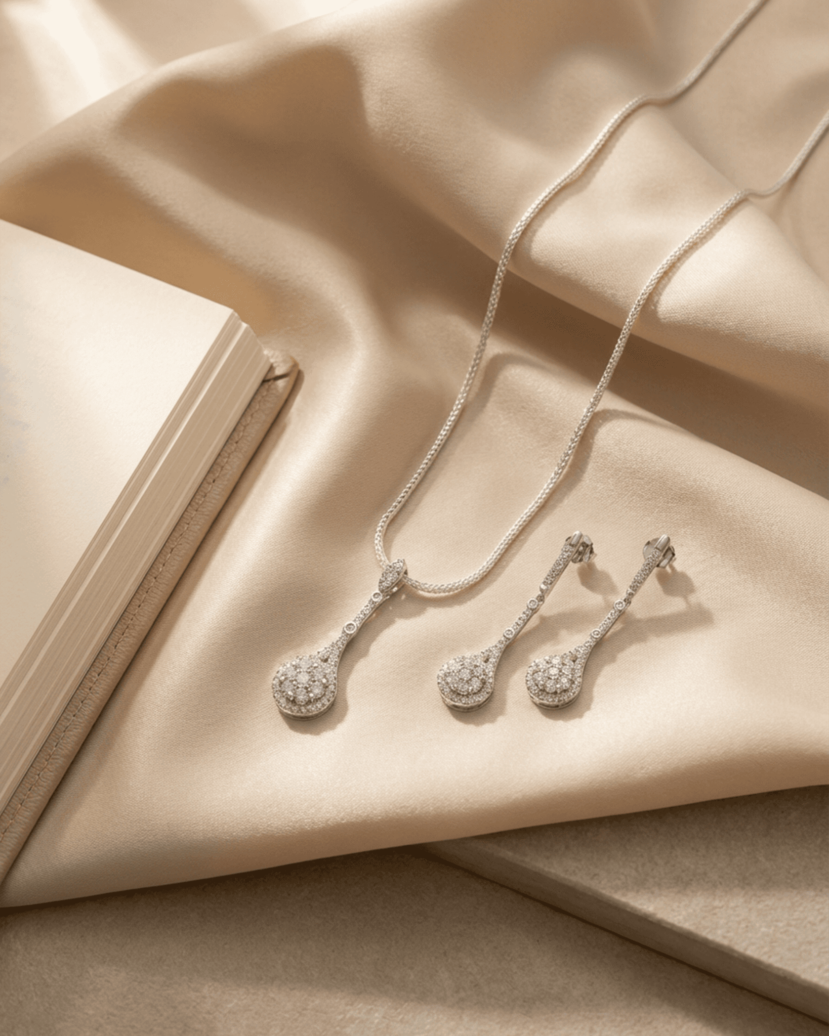92.5 Sterling Silver CZ Teardrop Pendant Set | Diamond Look Linear Drop (Chain Not Included)