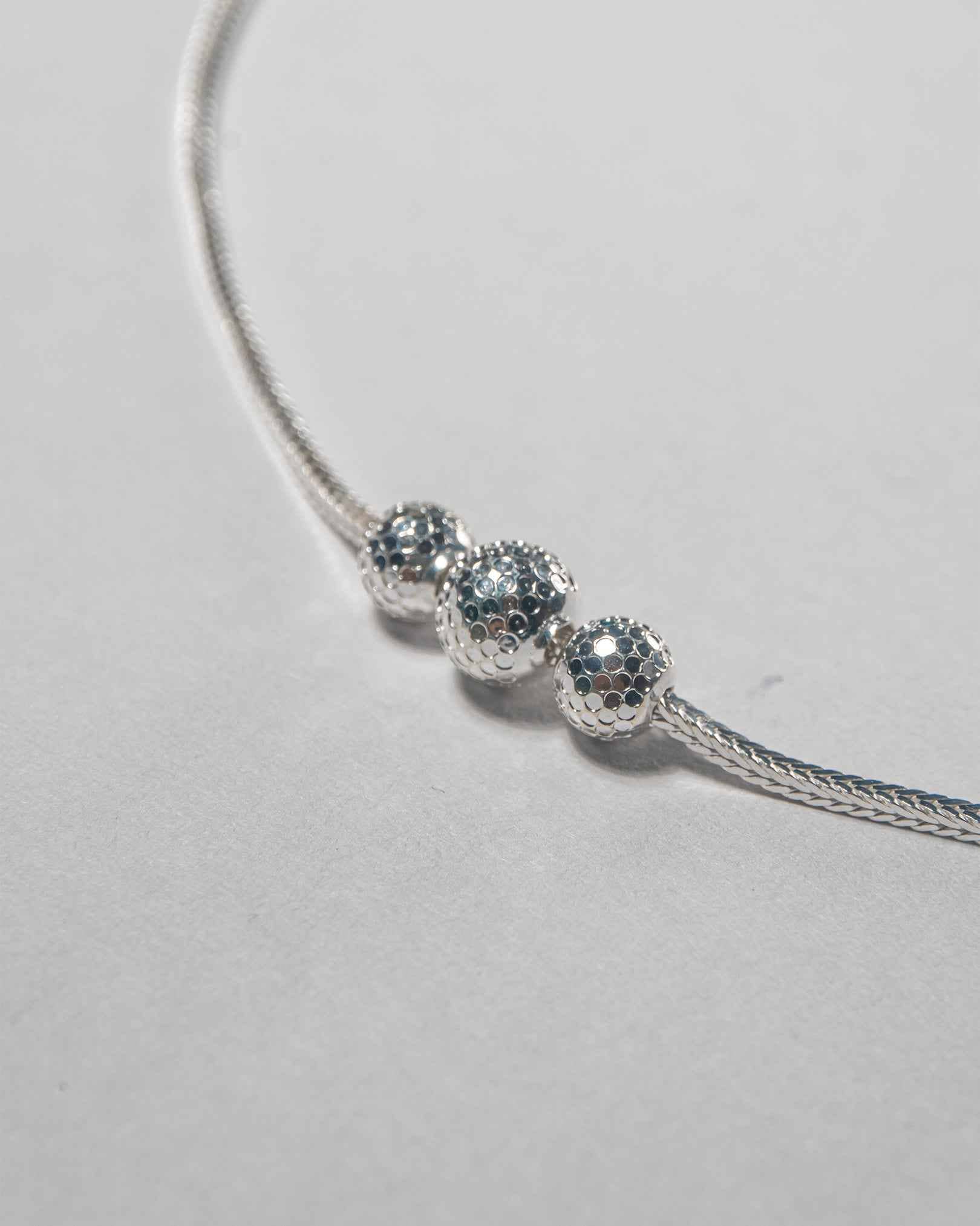 92.5 Sterling Silver Triple Stardust Ball Anklet | Textured Bead Snake Chain Payal