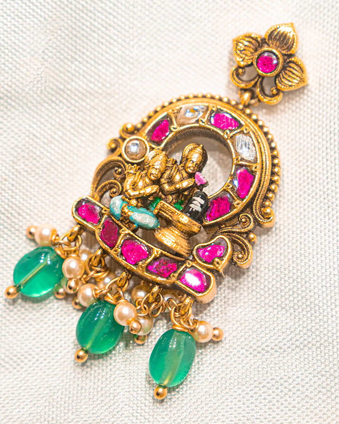 Shiva Parivar Antique Temple Pendant Necklace Set