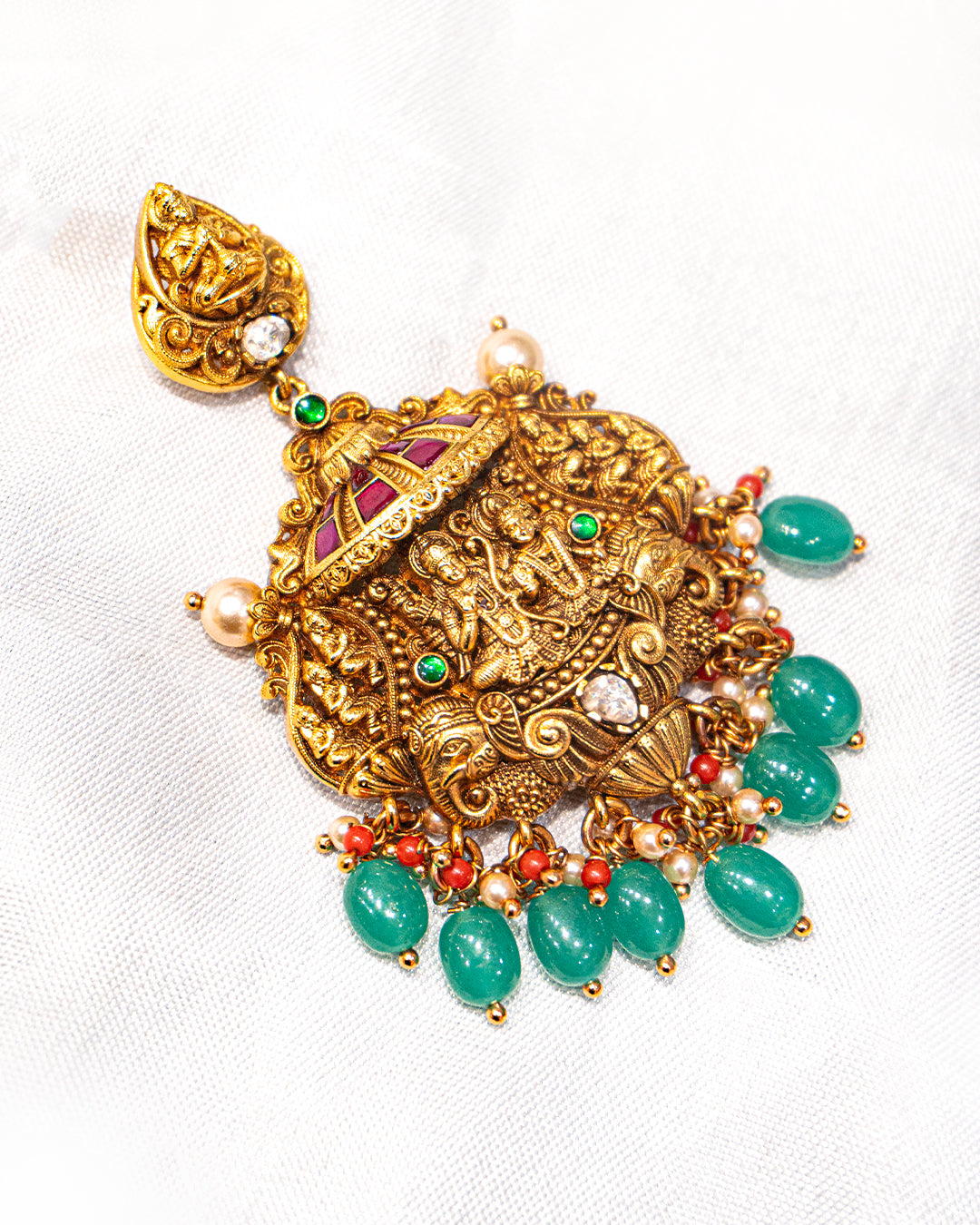 Ram Darbar Peacock Grand Antique Temple Necklace Set