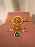 Heritage gold-plated silver choker with green drop pendant and filigree by Hardik Jewels