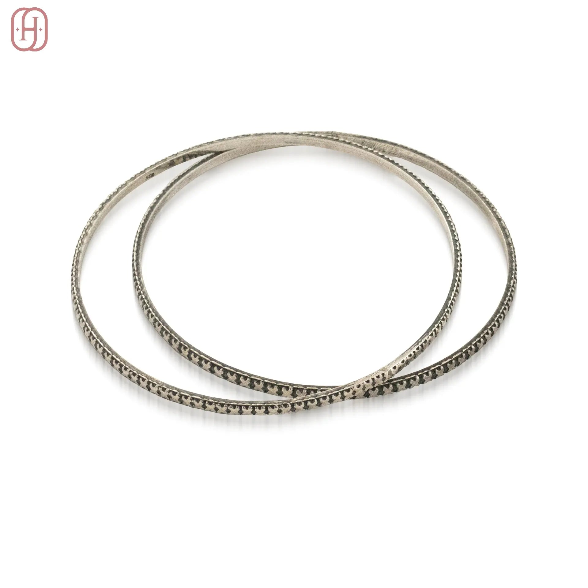Designer Silver Bangles Set by Hardik Jewels.