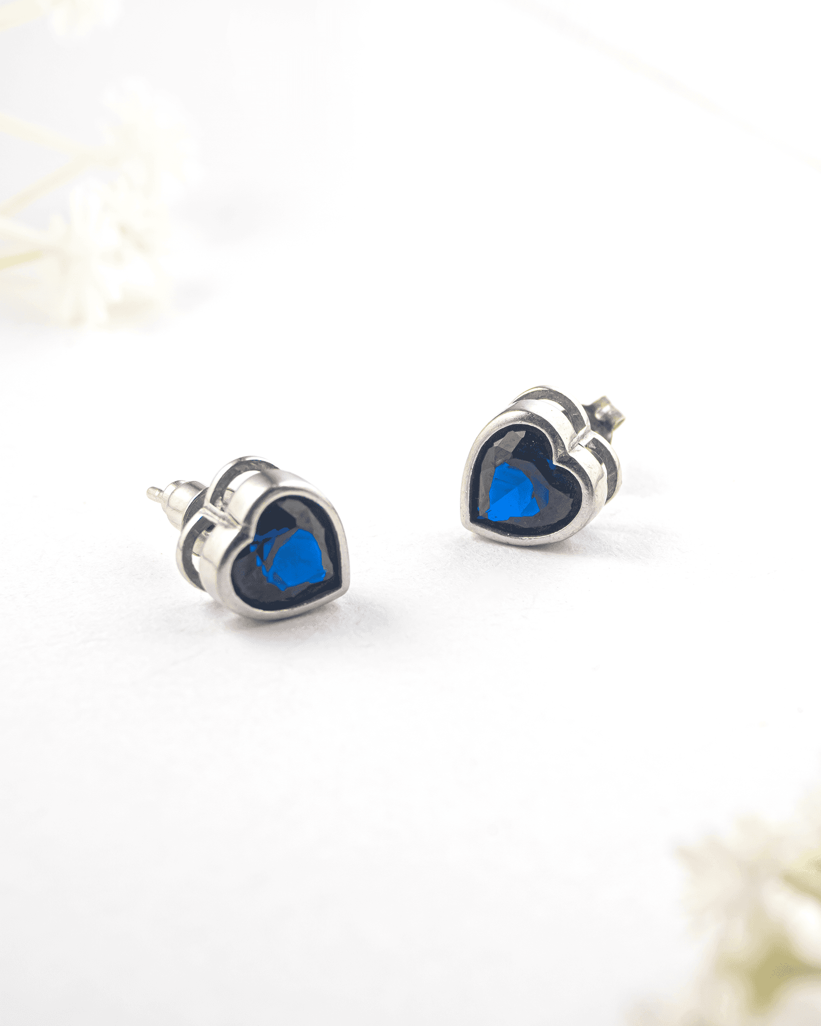 Classic 92.5 Sterling Silver Vibrant Blue CZ Halo Stud Earrings