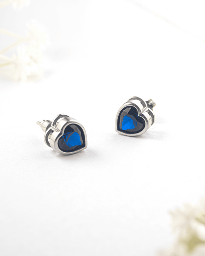 Classic 92.5 Sterling Silver Vibrant Blue CZ Halo Stud Earrings