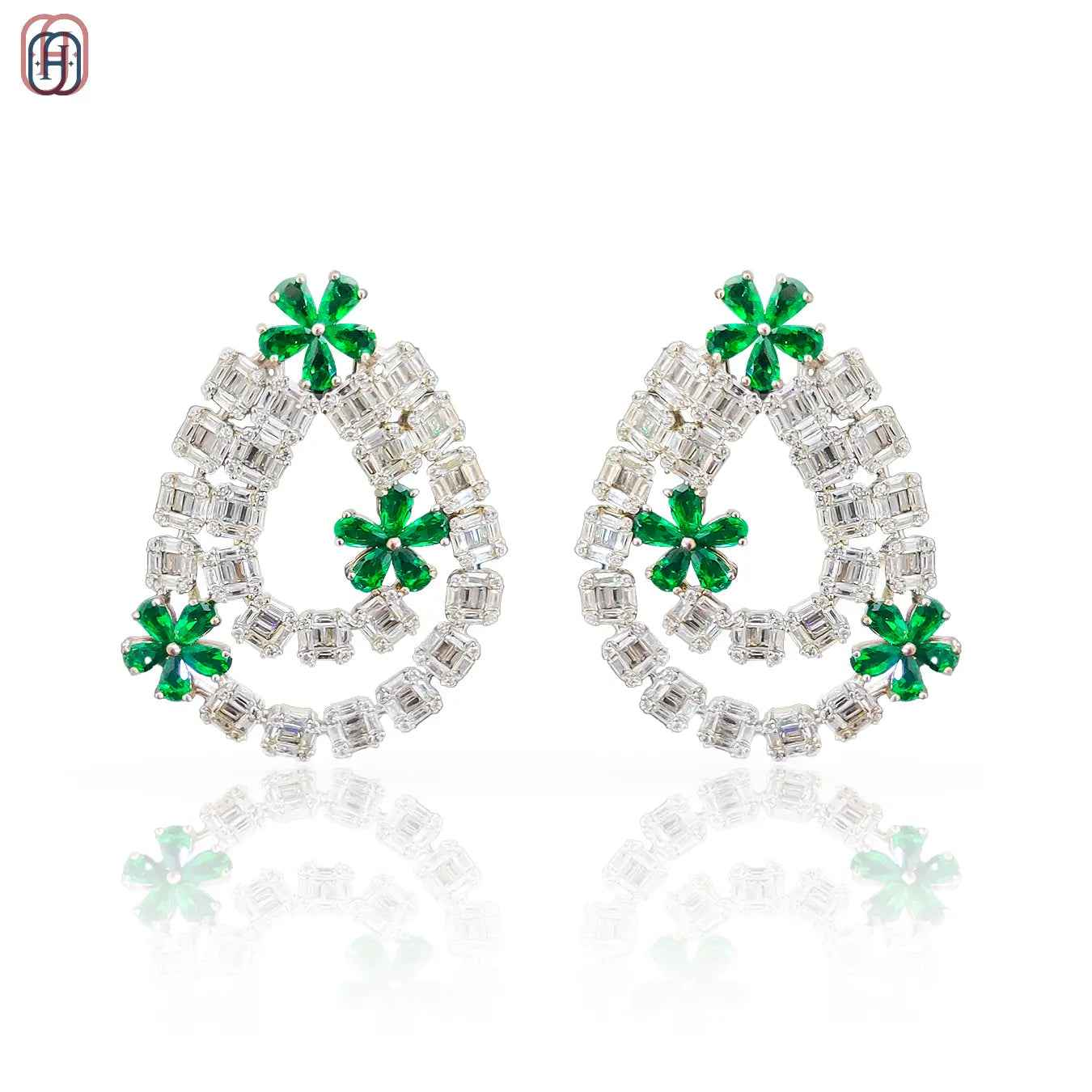 Elegant Emerald Diamond Earrings Online from Hardik Jewels
