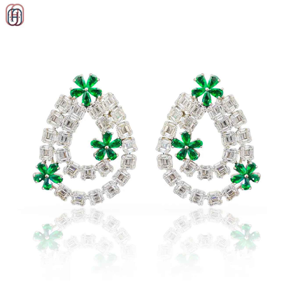 Elegant Emerald Diamond Earrings Online from Hardik Jewels
