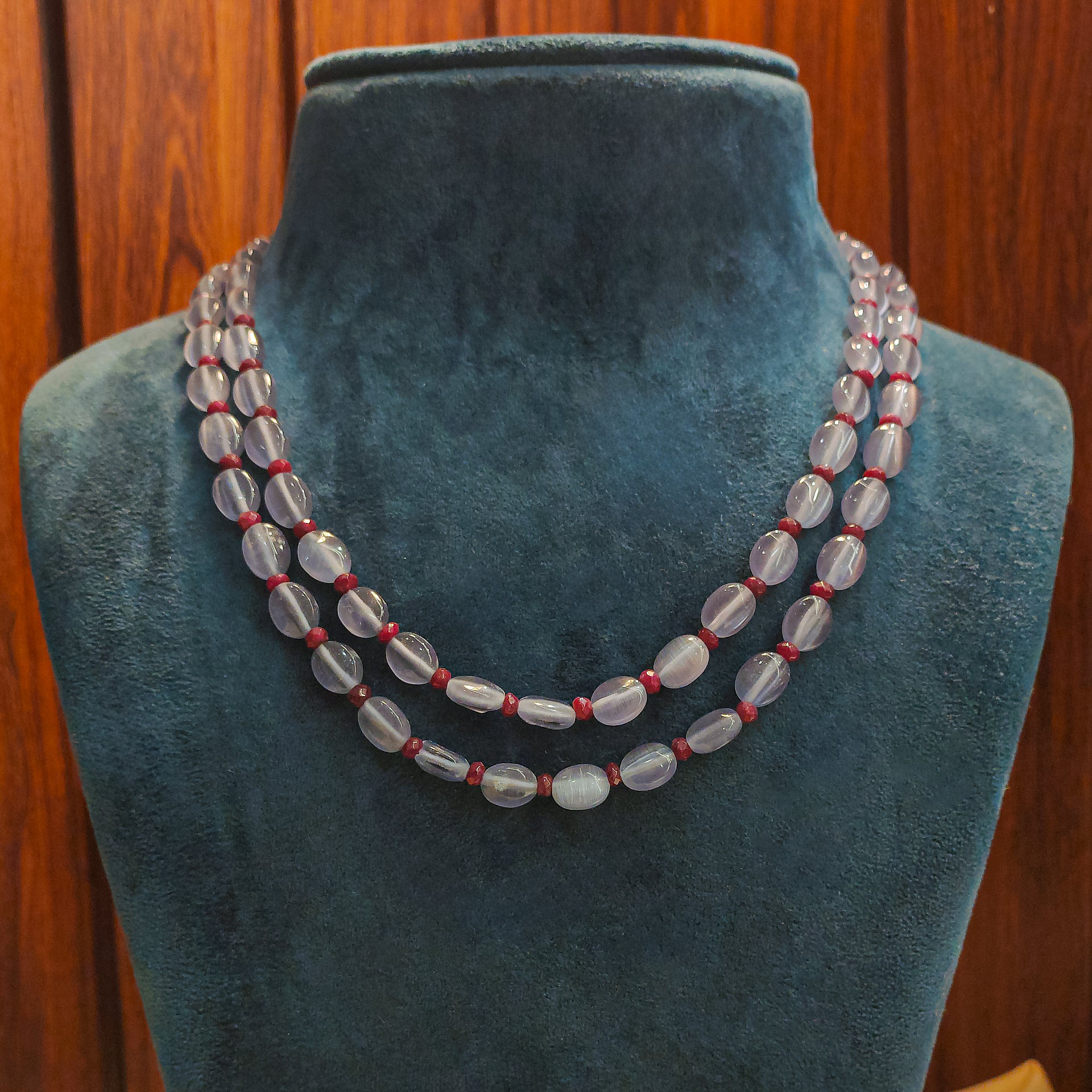 Purple & Red Double Layer Handmade Beads Necklace