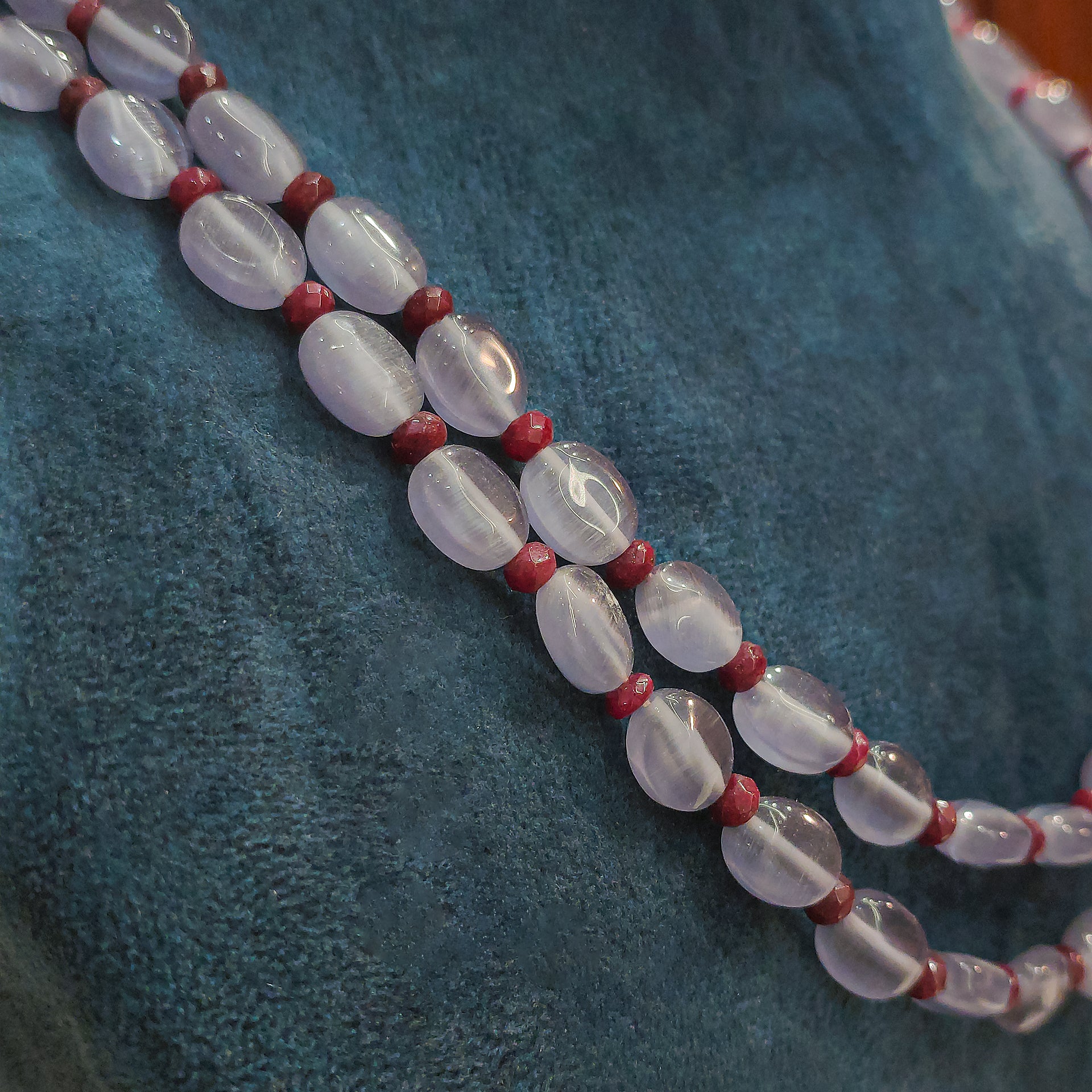 Purple & Red Double Layer Handmade Beads Necklace