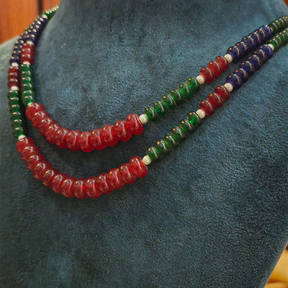 Multi-Color Double Layer Handmade Beads Necklace - Hardik Jewels | Created by Design. Defined by You.