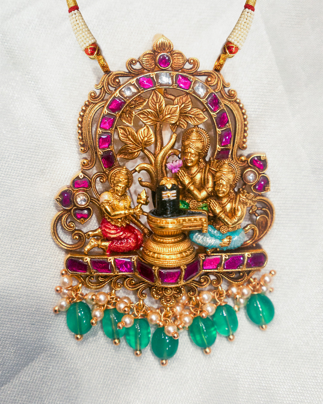 Shiva Parivar Antique Temple Pendant Necklace Set