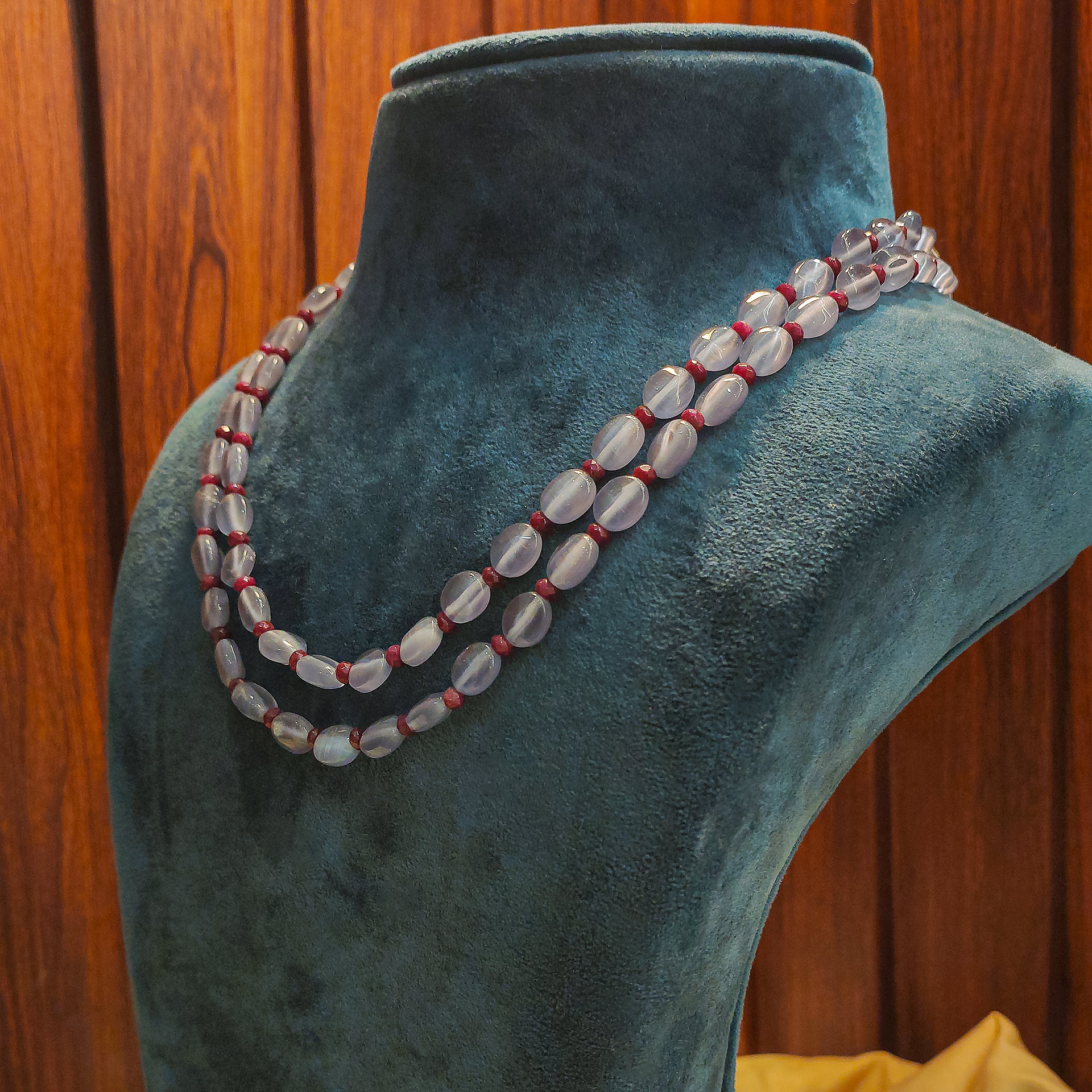 Purple & Red Double Layer Handmade Beads Necklace