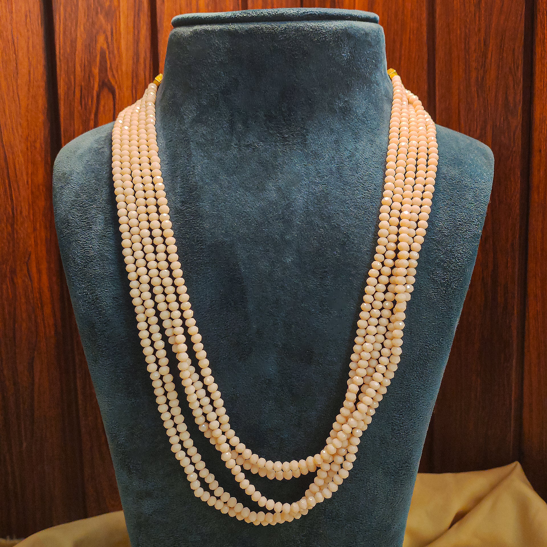 Cream Pearl-Style Multi-Layer Handmade Beads Necklace