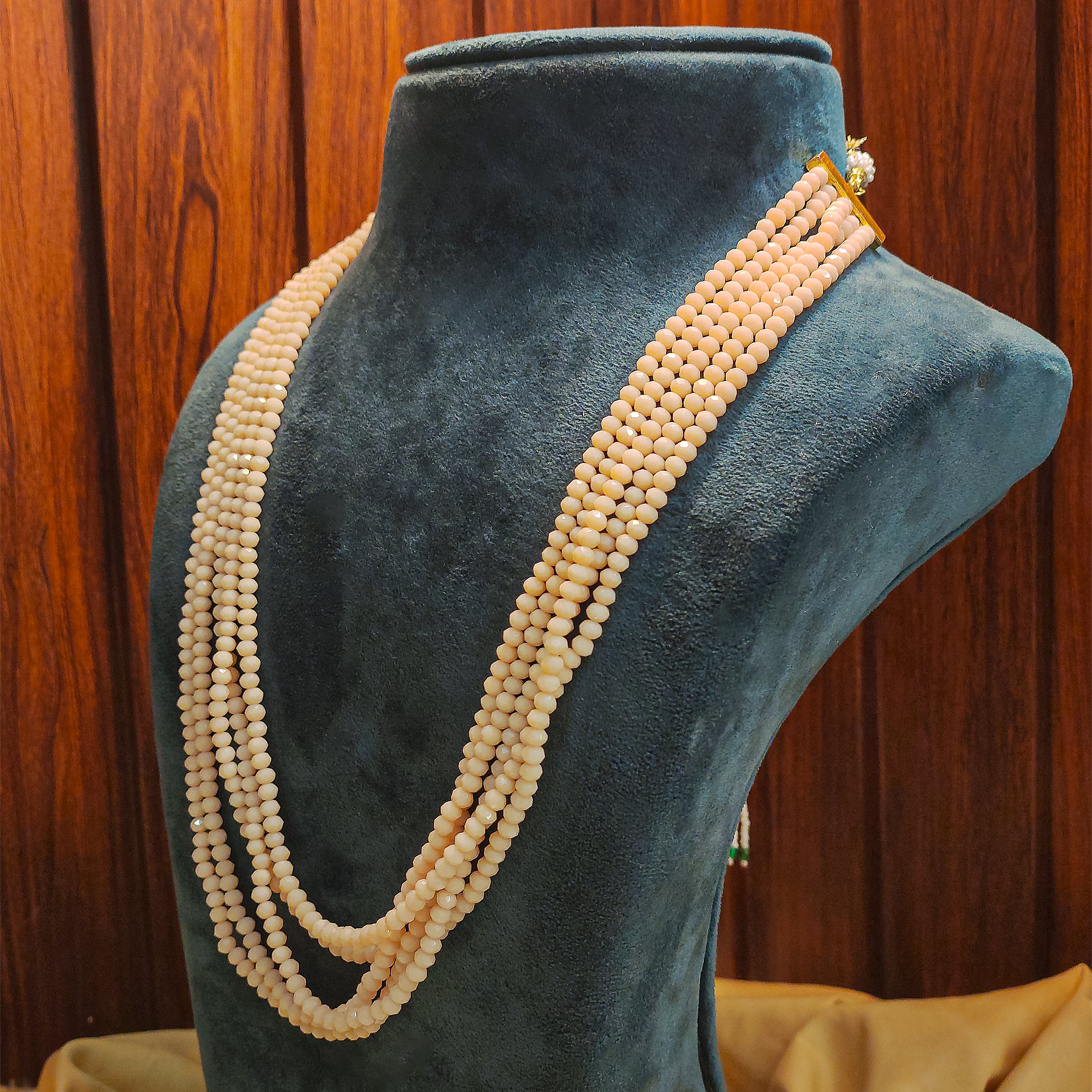 Cream Pearl-Style Multi-Layer Handmade Beads Necklace