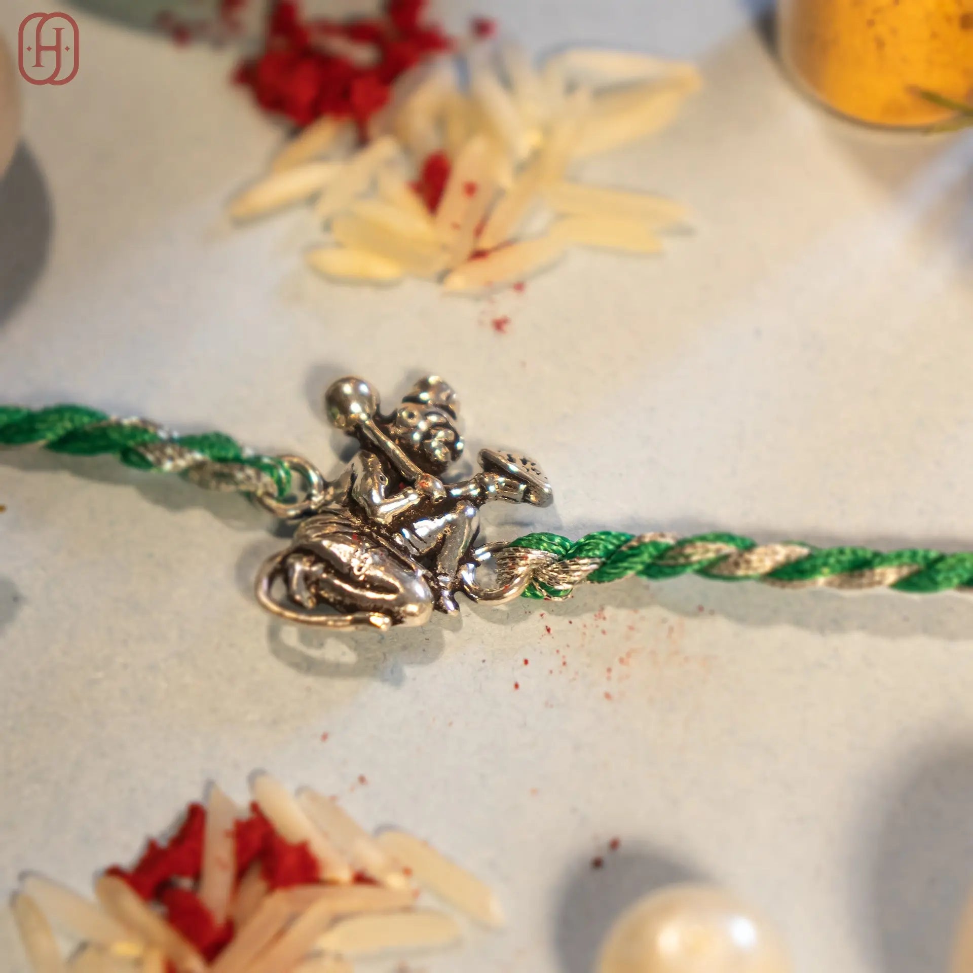 Hanuman Ji antique silver rakhi Hardik Jewels