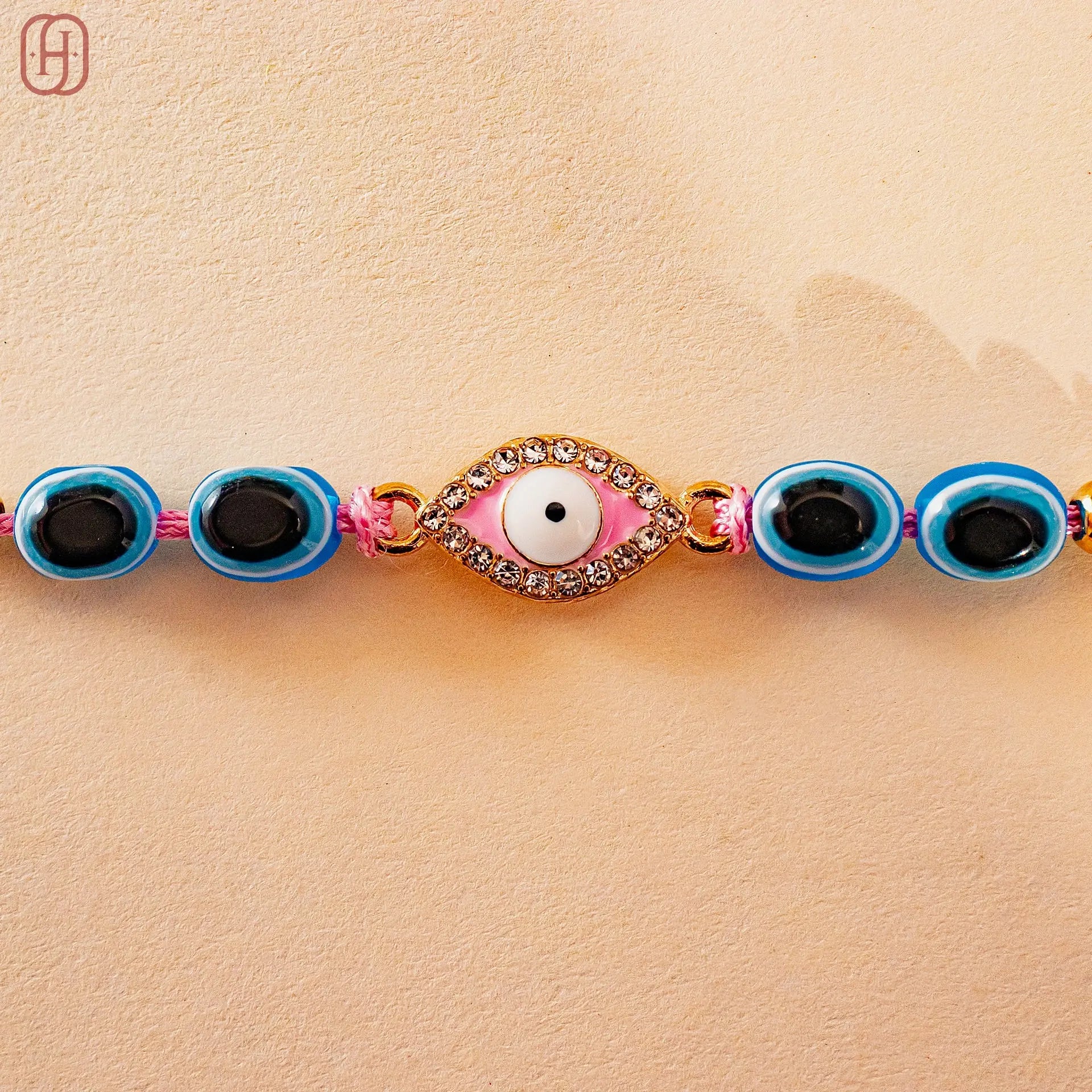 Hardik Jewels 92.5 Silver Evil Eye Bracelet with Stones.