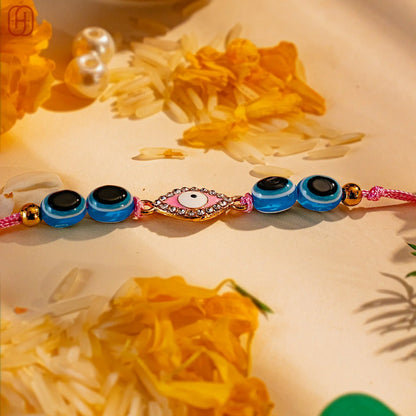 Hardik Jewels 92.5 Silver Evil Eye Bracelet with Stones.