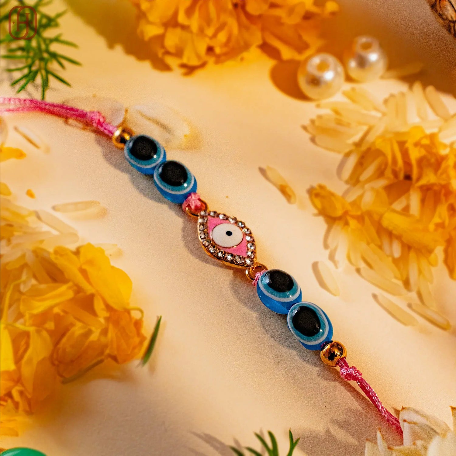 Hardik Jewels 92.5 Silver Evil Eye Bracelet with Stones.