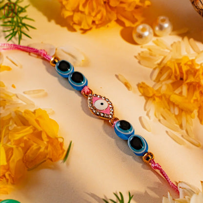 Hardik Jewels 92.5 Silver Evil Eye Bracelet with Stones.
