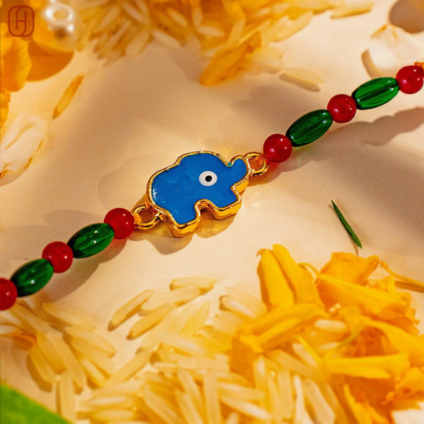 Hardik Jewels 92.5 Silver Rakhi Online - Elegant Elephant Design